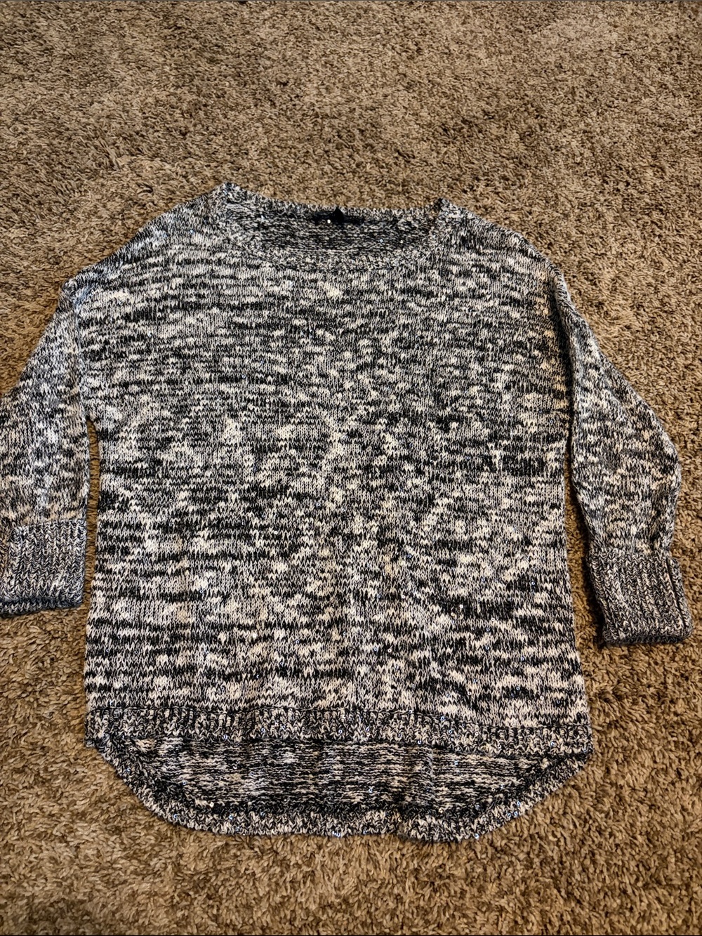 Rock & Republic Marled Black and White Crewneck Sweater